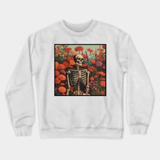 Creepy Skeleton Flower Cartoon Vintage Crewneck Sweatshirt